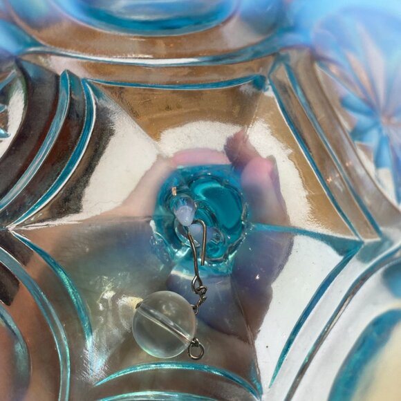 Vintage FENTON Blue Opalescent Bell Approx 7” x 4” Moons And Stars - Picture 6 of 8